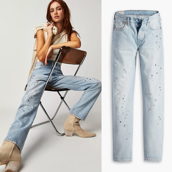 Levi's Denim - NWT Free People Levi’s 501 Crystal Studded Jeans